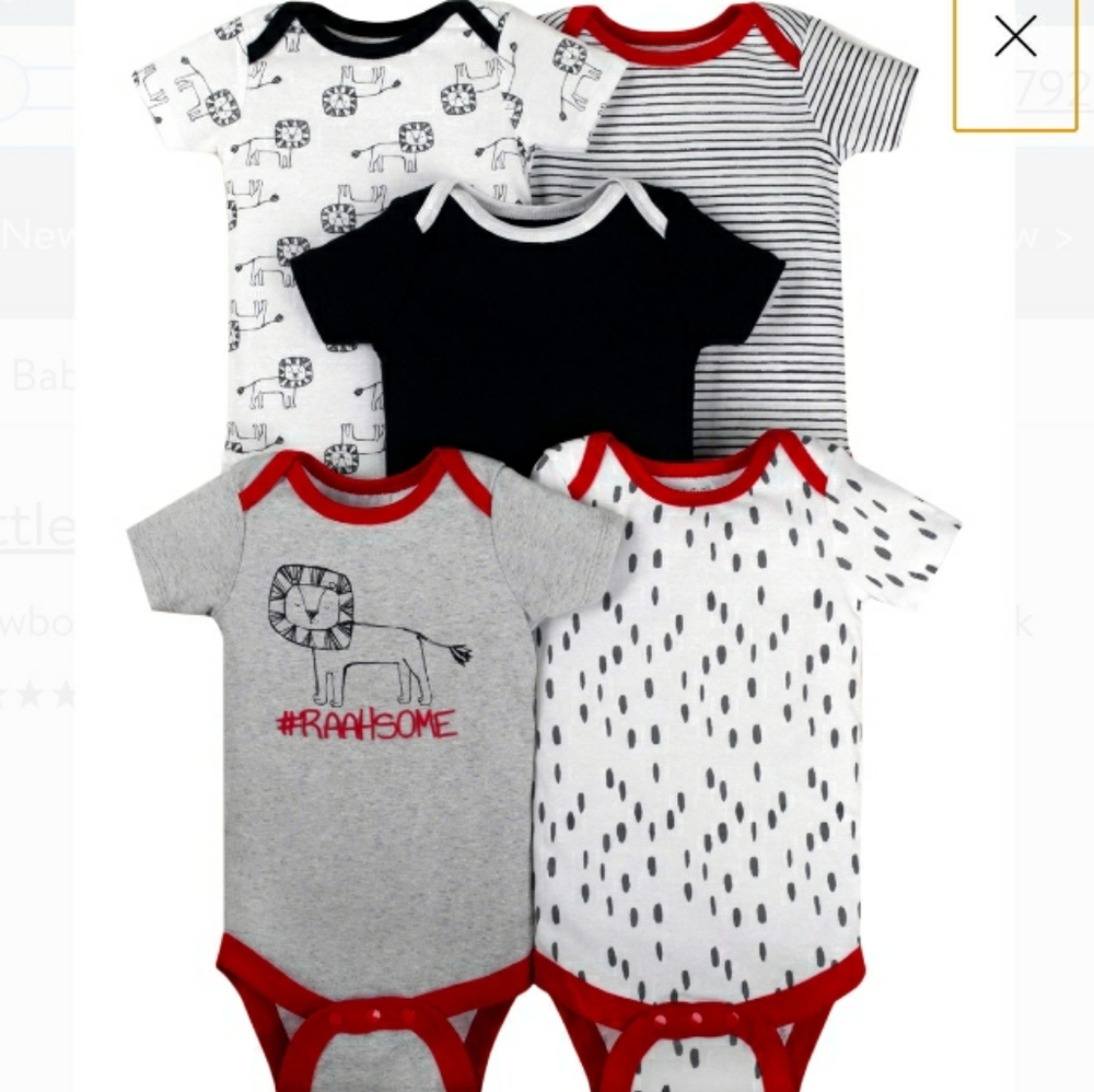 NWT Baby Organic Cotton 5 PC short Sleeve Bodysuit